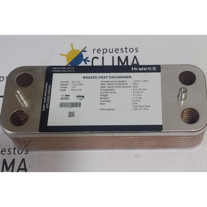 INTERCAMBIADOR 16 PLACAS CALDERA BIASI BI100102