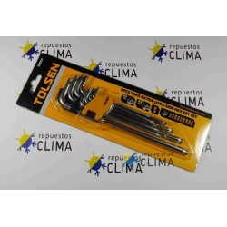 JUEGO 9 PIEZAS LLAVES TORX EXTRALARGA