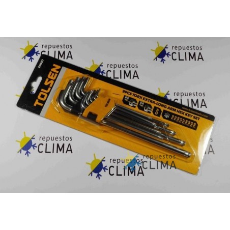JUEGO 9 PIEZAS LLAVES TORX EXTRALARGA