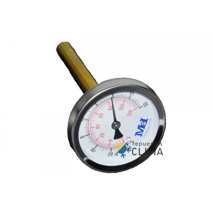 TERMOMETRO BIMETALICO Ø63 HORIZ. 1/2" -30 a 50ºC L100mm