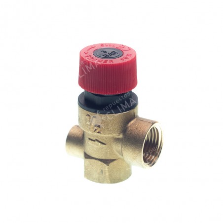 VALVULA SEGURIDAD 1/2" 3Bar H-H CON TOMA PARA MANOMETRO